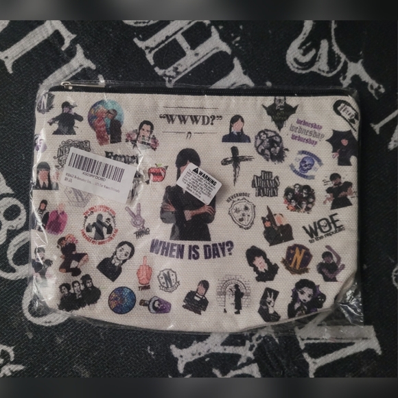 WWWD Wednesday Addams Zip Cosmetic Bag - Picture 2 of 4